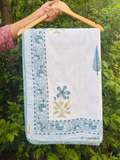 Iravya Hand Block Printed Reversible Cotton Dohar – Single Bed