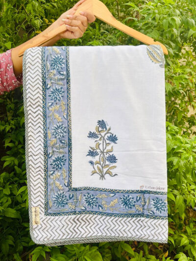 Aahana Hand Block Printed Cotton Dohar – Single Bed, Reversible, Hypoallergenic, Summer-Ready