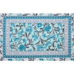 210 TC Pure Cotton Jaipuri Single Bedsheet with Pillow Cover (100% Cotton, blue)