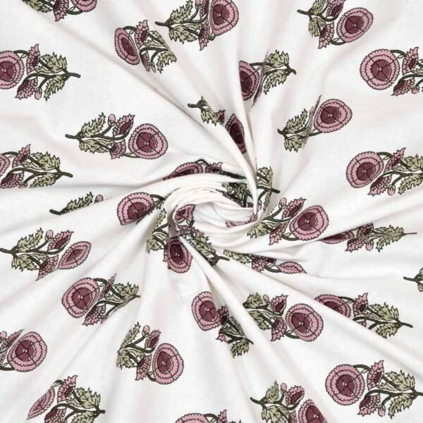 Elite Block Print Cotton King Size Bedsheet - Floral, Peach & Gray