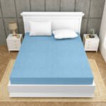 Elastic Fitted Waterproof Cotton Mattress Protector - sky blue