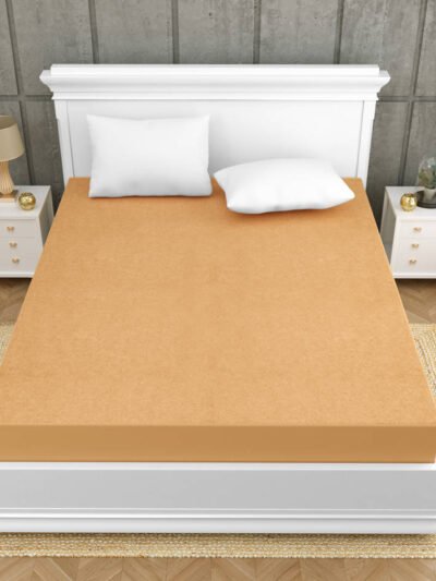 Elastic Fitted Waterproof Cotton Mattress Protector - cream