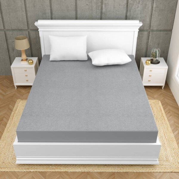 Elastic Fitted Waterproof Cotton Mattress Protector - grey