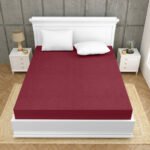 Elastic Fitted King Size Waterproof Cotton Mattress Protector (Terry Cotton) - Maroon