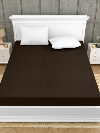 Terry Cotton Elastic Fitted King Size Waterproof Mattress Protector - Brown