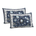 Premium Cotton Katha Print King-Size Bed Sheet Set - blue