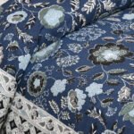 Premium Cotton Katha Print King-Size Bed Sheet Set - blue