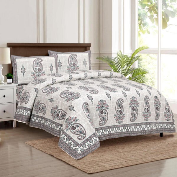 Premium Cotton Katha Print King-Size Bed Sheet Set