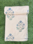 doharb-lue-off-3 Pure Cotton Jaipuri Dohar – Cream Base with Floral & Abstract Prints (Single/Double Bed)