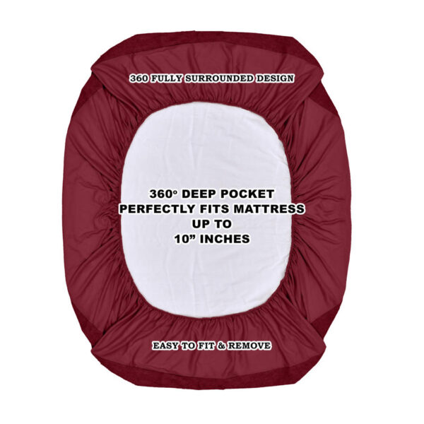 Elastic Fitted Waterproof Mattress Protector- Maroon