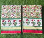 Floral Print Mulmul Cotton Dohar for Single Bed - Red (Reversible)