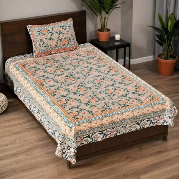 A vibrant orange single bedsheet made from 100% cotton, perfect for adding a pop of color to any bedroom.