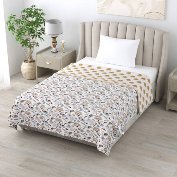Ethnic Print Single Bed AC Dohar Blanket (100% Cotton, Reversible) – Multicolor