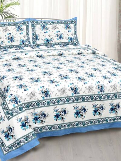ETHNIC JAIPURI MULMUL COTTON AC DOHAR QUILT (LIGHT BLUE)