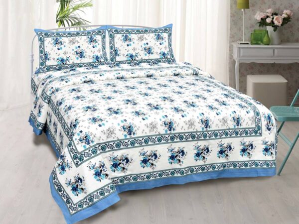 ETHNIC JAIPURI MULMUL COTTON AC DOHAR QUILT (LIGHT BLUE)