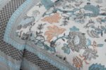Ethnic Jaipuri- Mulmul Cotton Dohar Bedding Set (Grey Blue)