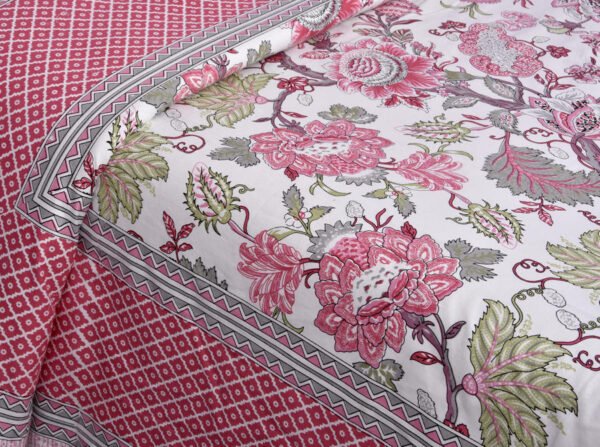 Ethnic Jaipuri- Mulmul Cotton Dohar Bedding Set (Rose Pink)