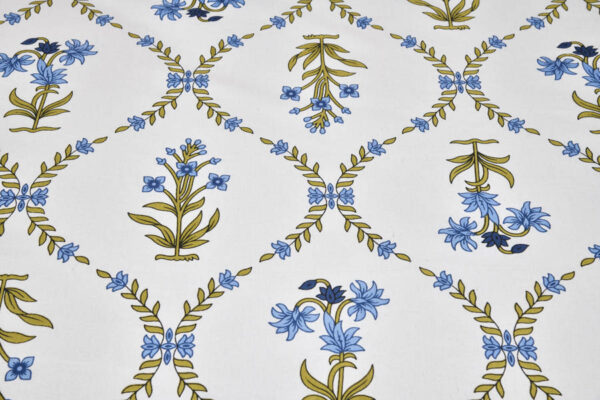 COTTON MULMUL FLORAL JAAL AC DOHAR QUILT (BLUE, YELLOW)