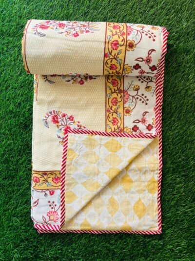 Paisley Print Mulmul Cotton Double Bed Dohar / AC Blanket - Yellow