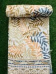 Leaf Print Mulmul Cotton Dohar for Single Bed - (60*90 inches) - Orange, Black - Urban Jaipur
