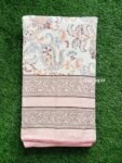 Blossom- Double Bed Sheet with 2 Pillow Covers (100% Cotton, Peach)