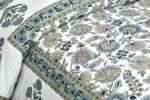 Blossom- Jaipuri Patchwork Double Bedsheet - Greeen, White - side angle