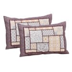 Blossom- Jaipuri Patchwork Double Bedsheet - Grape/Cream