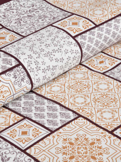 Blossom- Jaipuri Patchwork Double Bedsheet - Grape/Cream