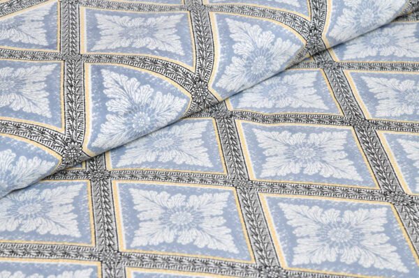 Blossom- Jaipuri Double Bedsheet, Geometric - Ocean Blue