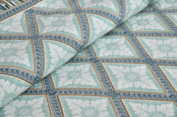 Blossom- Jaipuri Double Bedsheet, Geometric - Spanish Green