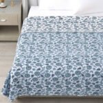 Floral Print Double Bed Cotton Dohar/AC Blanket (Reversible, 100% Cotton) - Blue