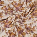 Floral Print Double Size Dohar (100% Cotton, Reversible) -Cream, Orange