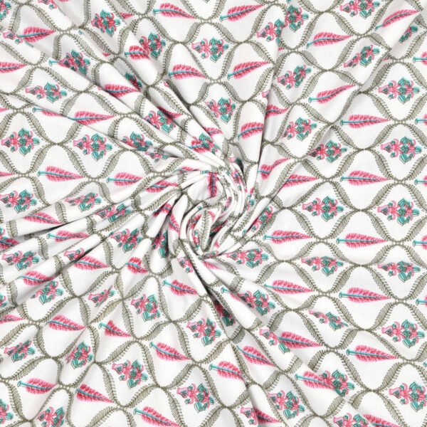 Leaf Print Double Bed Cotton Dohar (100% Cotton, Reversible) -Pink, Gray