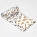 Leaf Print Double Bed Cotton Dohar (100% Cotton, Reversible) -multicolor