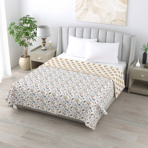 Ethnic Print Double Bed AC Dohar Blanket (100% Cotton, Reversible) – Multicolor