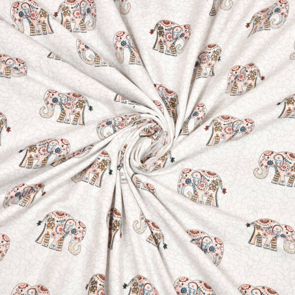 Elephant Print Double Bed Cotton Dohar (100% Cotton, Reversible) - Red, White