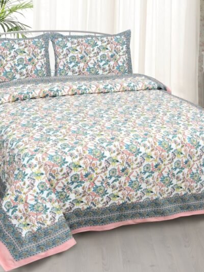 Floral Print, Ethnic Jaipuri Mulmul Cotton AC Dohar For Double Bed - multicolor