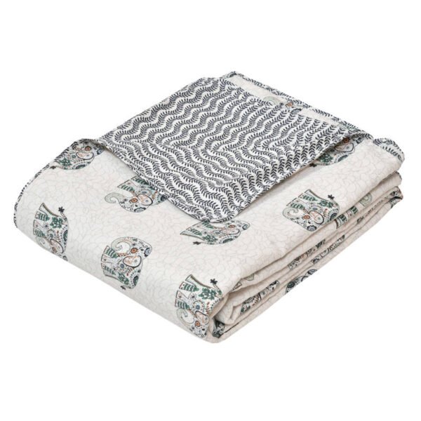 Elephant Print Double Bed Cotton Dohar (100% Cotton, Reversible)
