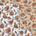 Double Bed Cotton Dohar For Summer - Petals Print (Reversible) - Mustard, White