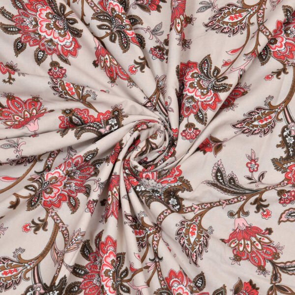 Double Bed Cotton Dohar For Summer - Floral Print (Reversible) - Red, Brown
