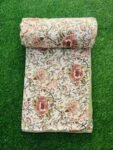 Floral Print Lightweight Cotton Dohar for Double Bed - Brown, Green