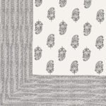 Kaya - Block Print White Base Queen Size Bedsheet(95x108) (White, Black)