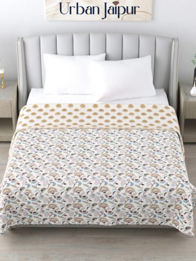 Ethnic Print Double Bed AC Dohar Blanket (100% Cotton, Reversible) – Multicolor