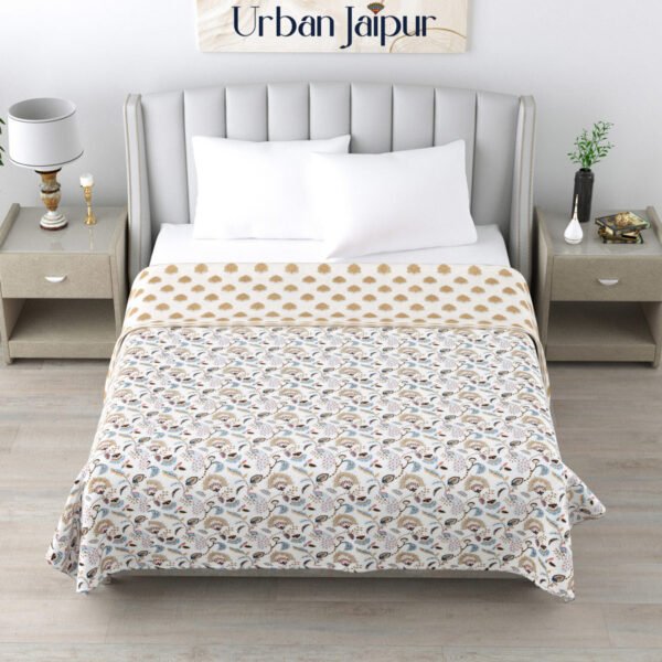 Ethnic Print Double Bed AC Dohar Blanket (100% Cotton, Reversible) – Multicolor