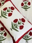 Harmony- Red Poppy Hand Block Printed King-Size Bedsheet