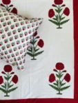 Harmony- Red Poppy Hand Block Printed King-Size Bedsheet