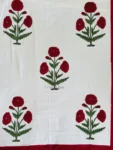 Harmony- Red Poppy Hand Block Printed King-Size Bedsheet