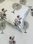 Harmony - Hand Block Print King Size Bedsheet with Palm Tree & Floral Print Design