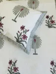 Harmony - Hand Block Print King Size Bedsheet with Palm Tree & Floral Print Design