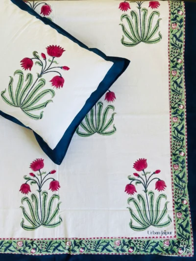 Harmony - King-Size Cotton Bedsheet with Traditional Hand Block Print (93 x 108 inches)